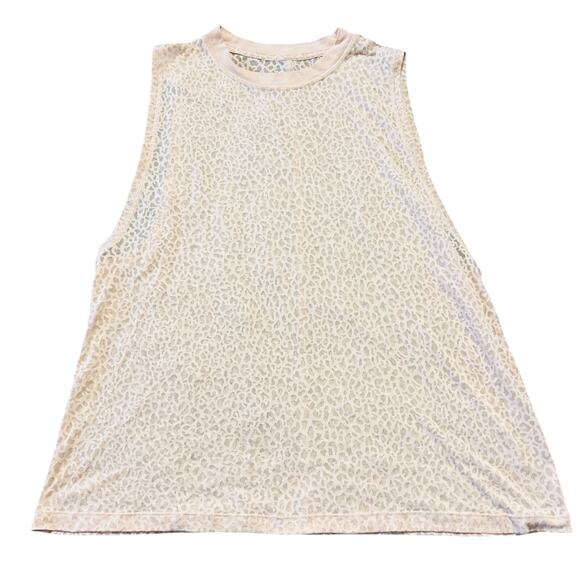 Lululemon Beige Animal Print See Through Muscle Tank M - Picture 1 of 4